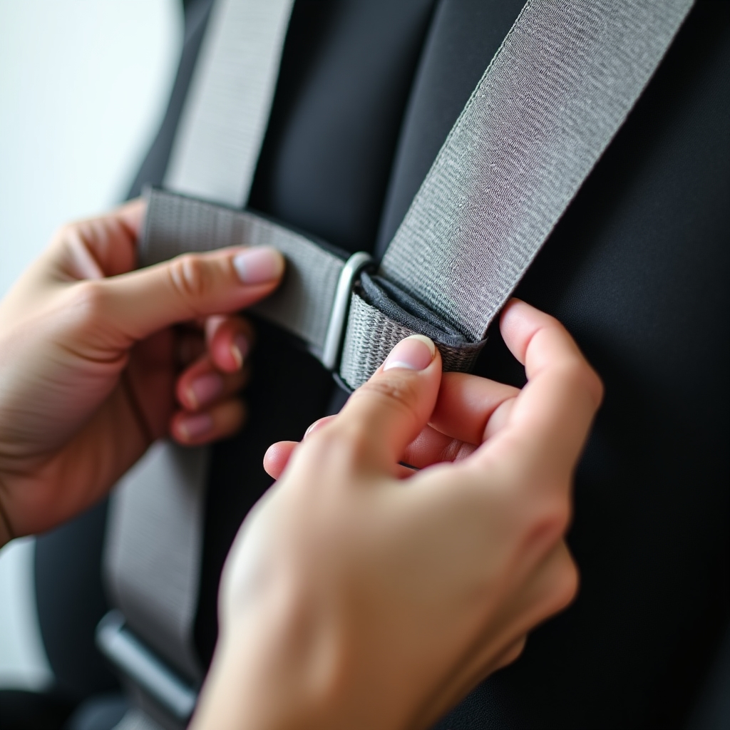 Ispezione delle cinghie di sicurezza di un seggiolino auto